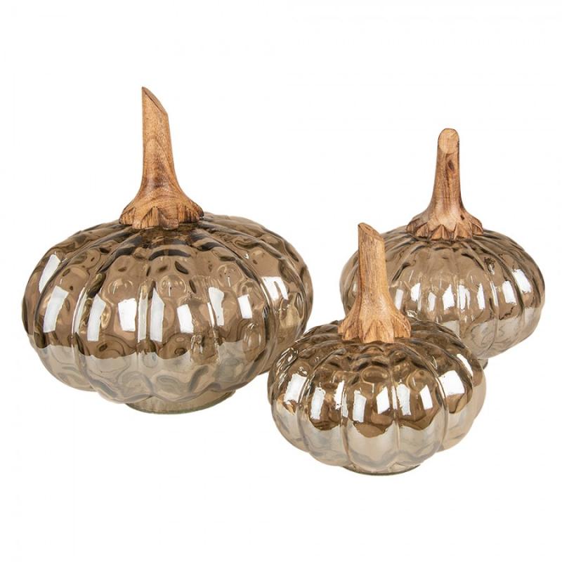 Dekoration Pumpa 23 Cm Brun Grönt Glas