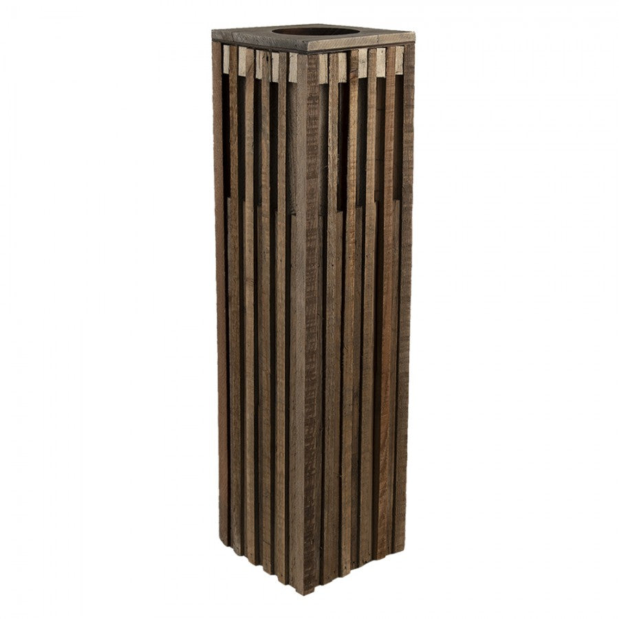 Ljuslykta 14x14x54 Cm Brun Trä