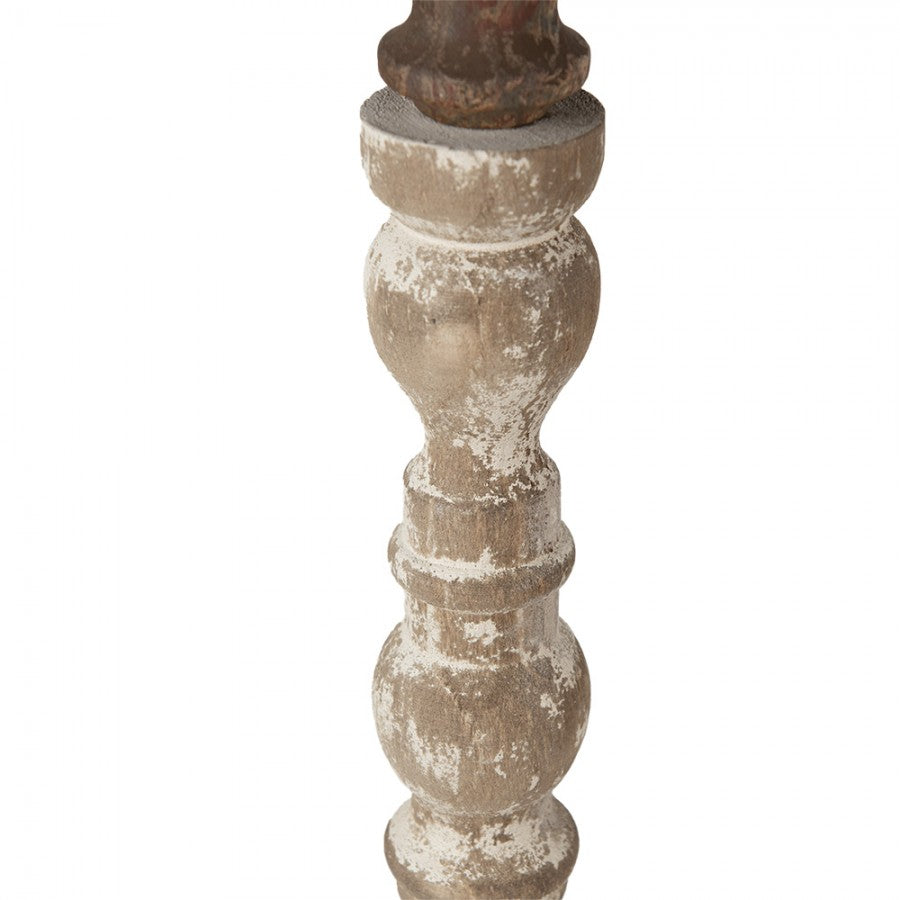 Ljusstake 51 Cm Vit Brun Trä Metall