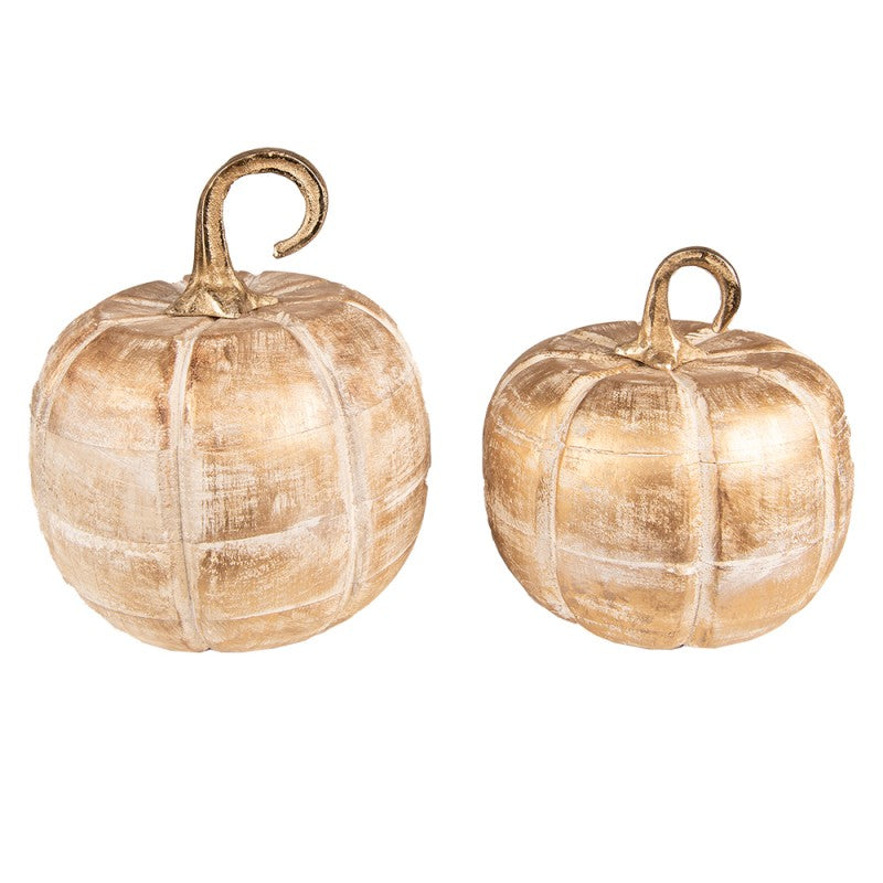 Dekoration Pumpa 20 cm Gyllene färg Trä 1 st