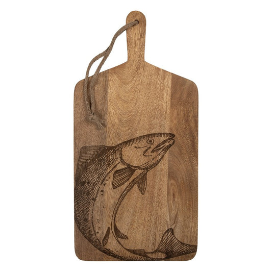 Dekorativt Fat skjærebrett 25x2x50 cm Brun trefisk