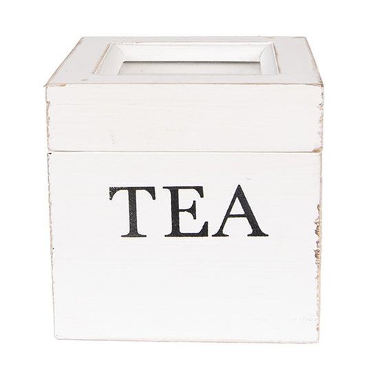 Teboks 12x12x12 cm Hvit tre