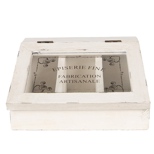 Teboks 18x16x9 cm Hvit tre