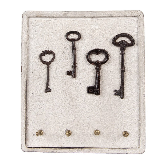 Hallmøbler Nøkkelstativ 22x5x25 cm Beige Tre Metall