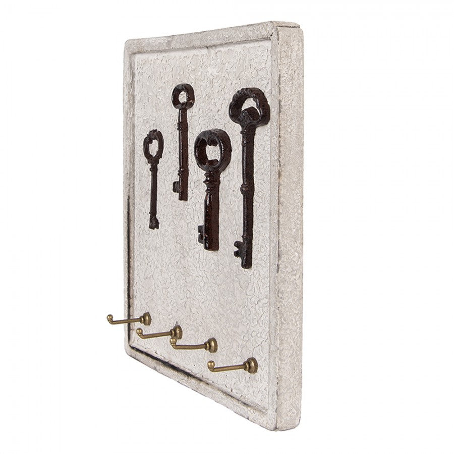 Hallmøbler Nøkkelstativ 22x5x25 cm Beige Tre Metall