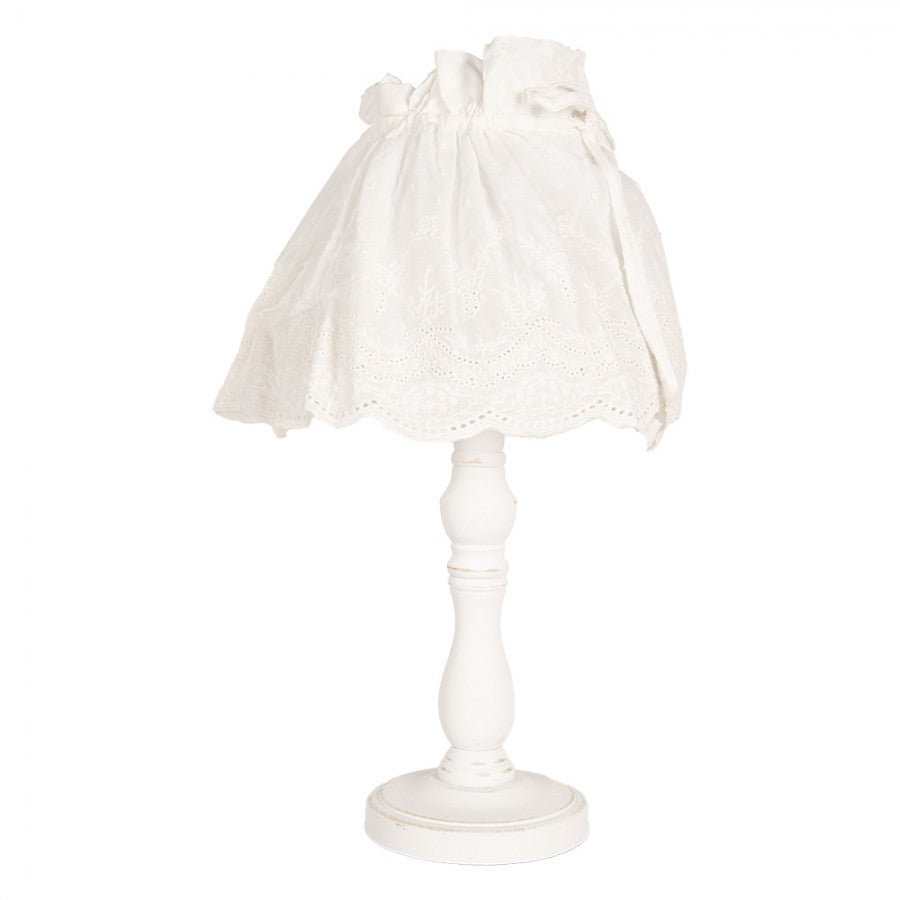 Bordlampe Romantisk Ø 23x40 cm Antikk hvit Tre