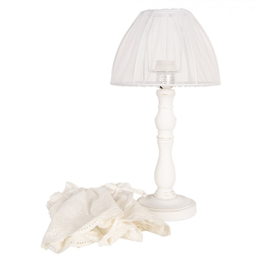 Bordlampe Romantisk Ø 23x40 cm Antikk hvit Tre