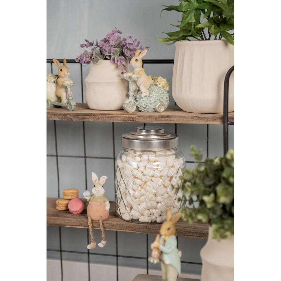 Påskdekoration Kanin Påsk 13 Cm Brun Blå Polyresin