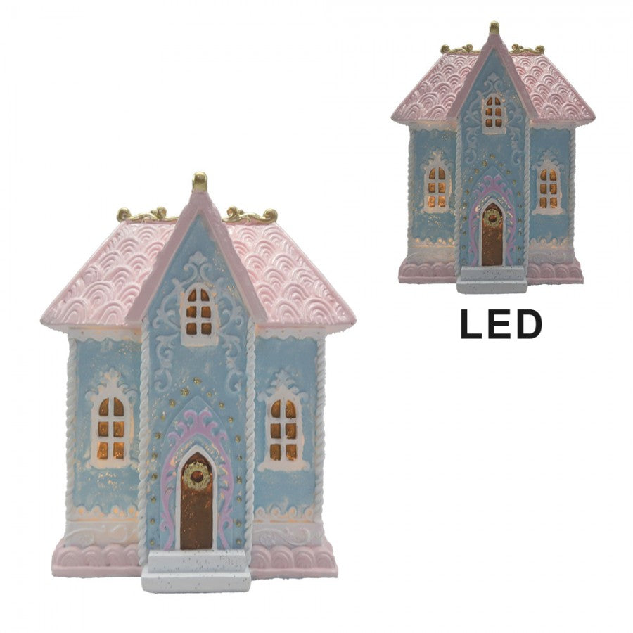 Innendørs Julepynt hus med LED Blå Rosa 12x9x15 cm