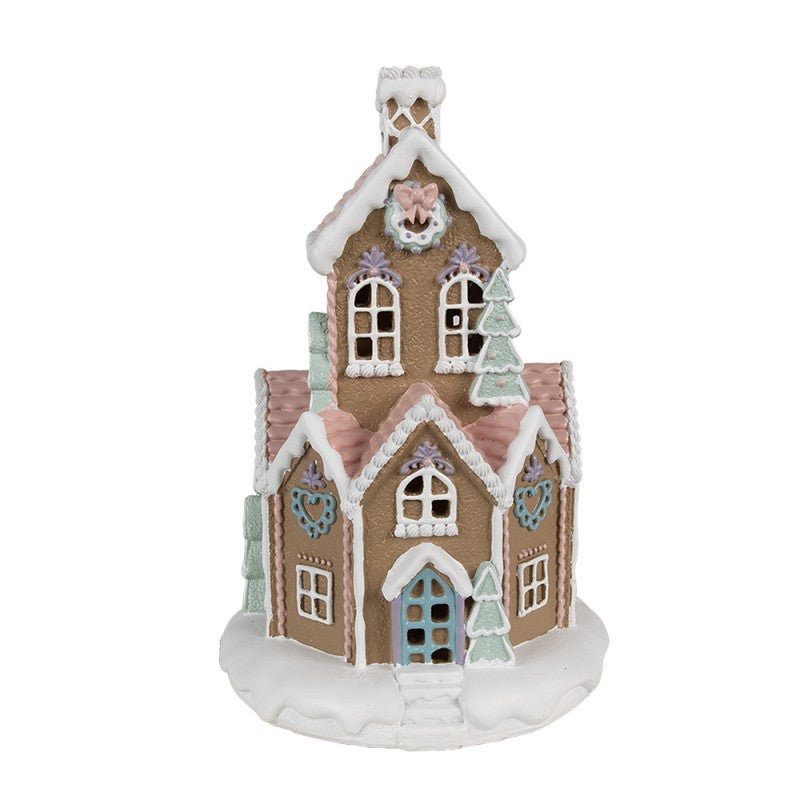 Juldekoration Inomhus Pepparkakshus LED 22 Cm Brunt polyresin