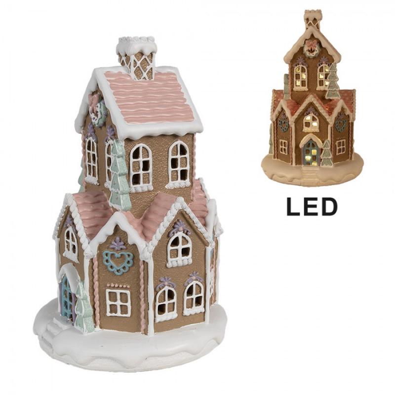 Juldekoration Inomhus Pepparkakshus LED 22 Cm Brunt polyresin