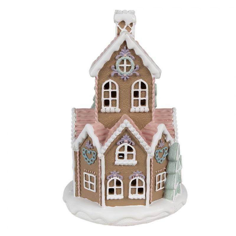 Juldekoration Inomhus Pepparkakshus LED 22 Cm Brunt polyresin