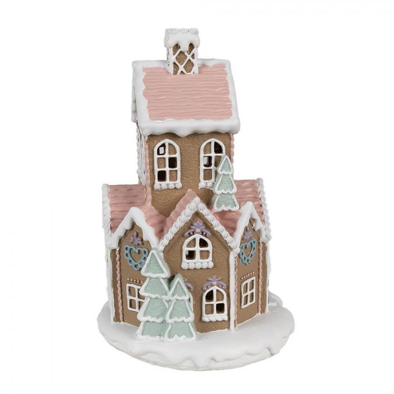 Juldekoration Inomhus Pepparkakshus LED 22 Cm Brunt polyresin