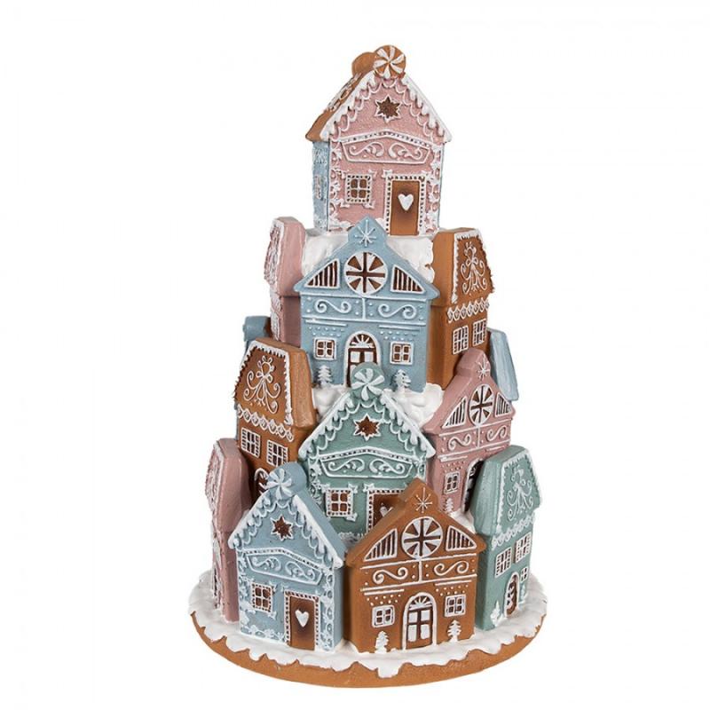 Juldekoration Inomhus Pepparkakshus LED Ø19x28 Cm Brun Blå polyresin