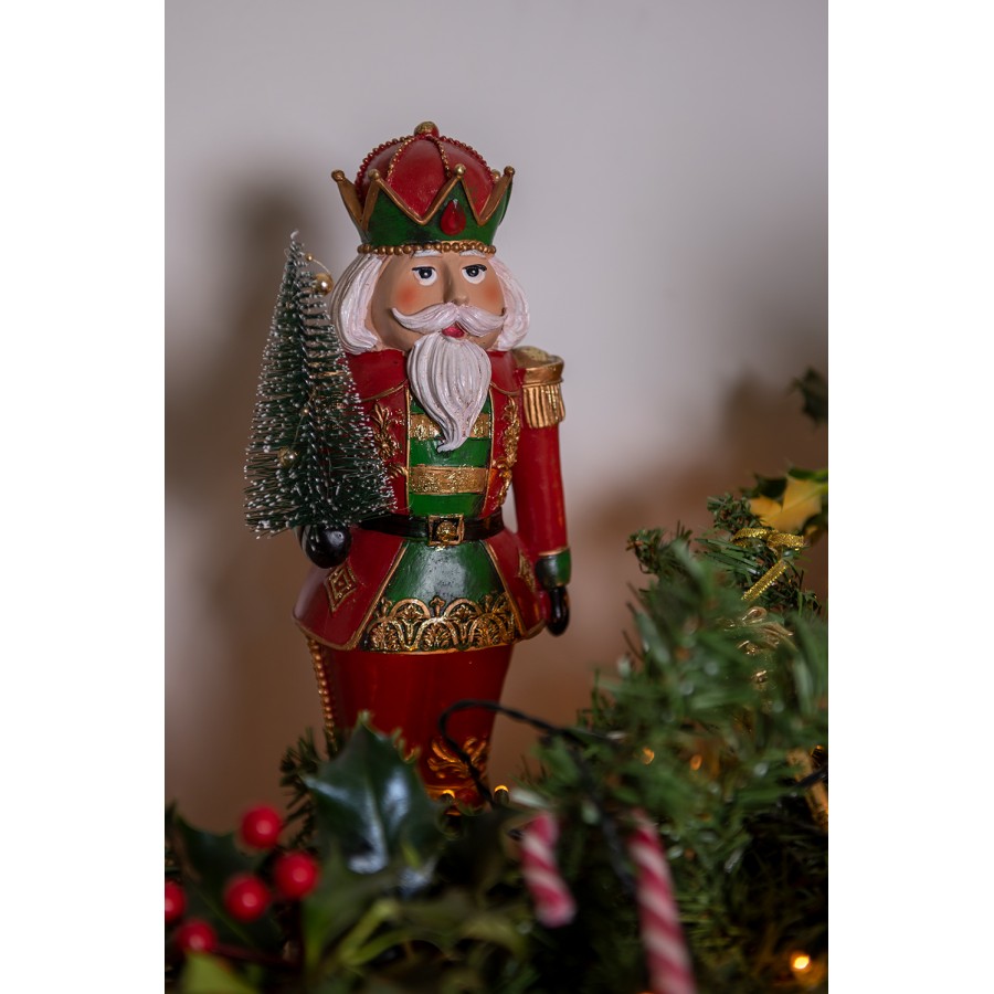 Juledekorasjon Nøtteknekker 13x10x32 Cm Rød Polyresin