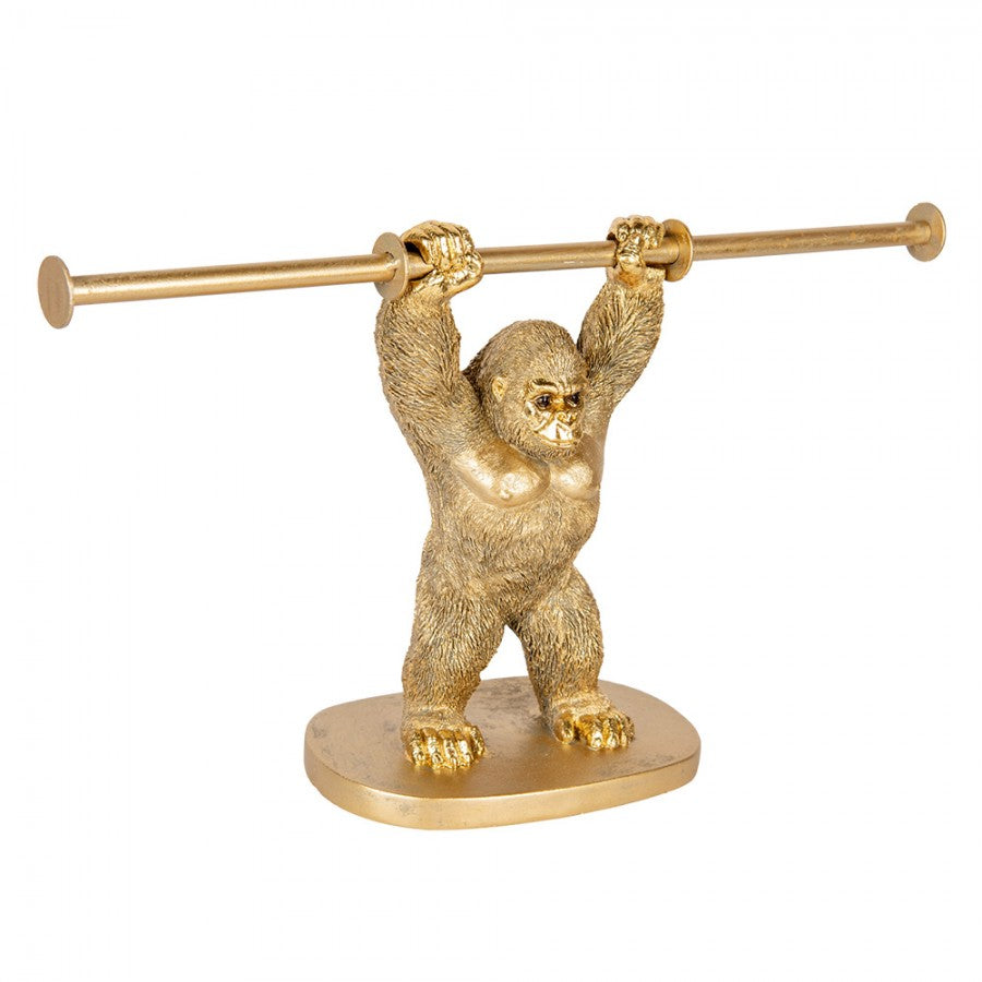 Badrumsdekoration Toalettpappershållare Monkey 40x12x23 cm Guldfärgad Toalettrullehållare