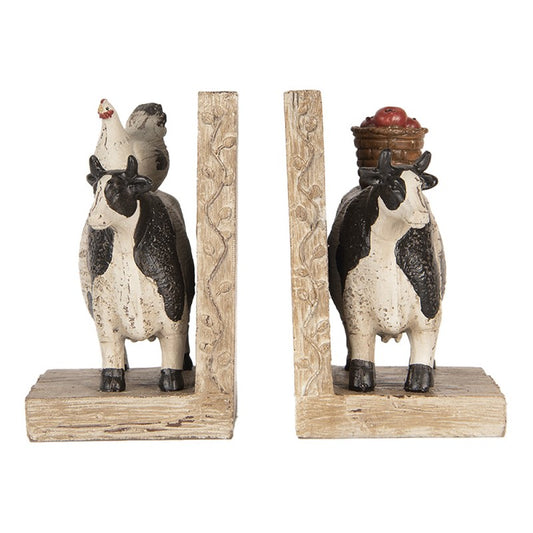 Dekorasjon bokstøtter Sett med 2 stk Ku 17x10x14 cm Brun