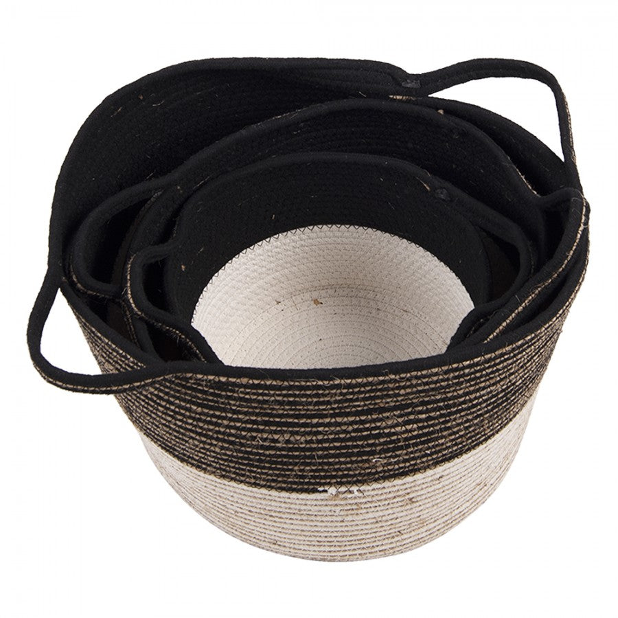 Dekorativt kurv sett med 3 sorte Ø 52x31 / Ø 46x27 / Ø 37x23 cm