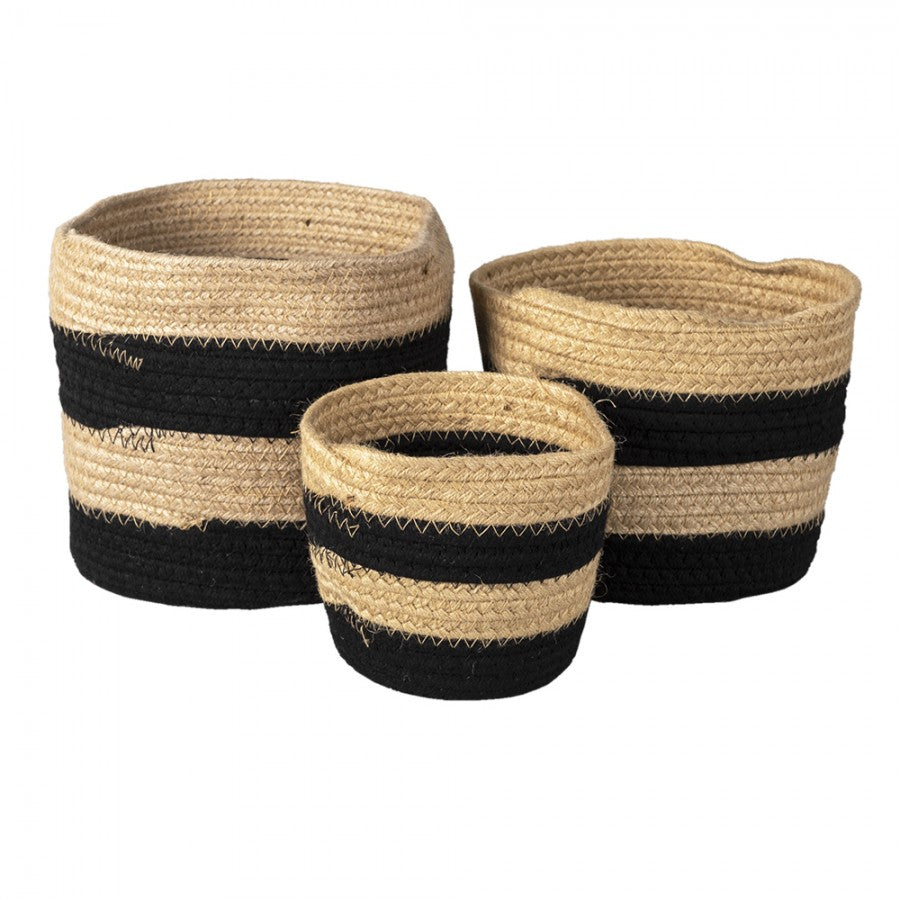 Dekorativt kurv sett à 3 stk Sort Ø 22x19 cm