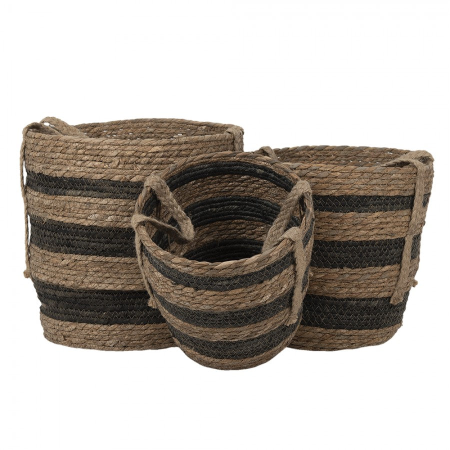 Dekorativt kurv sett med 3 stk Brun Ø 33x33 / Ø 28x30 / Ø 24x26 cm
