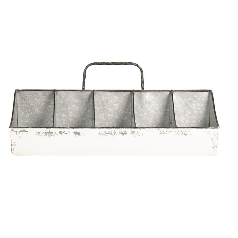 Dekorativ Låda med fack Vit järn 50x26x23 cm