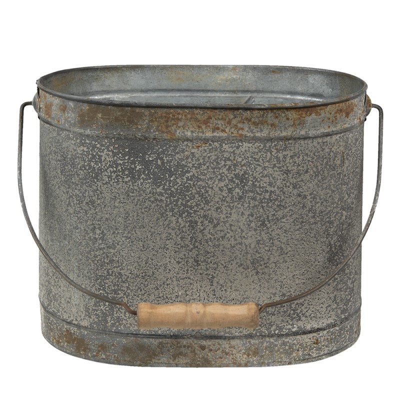 Trådgårdsdekoration Hink Metall 2-pack Grå Brun