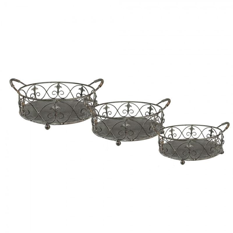 Dekorativ korg Förvaringskorg Järnväxthållare Grå grön 3-pack