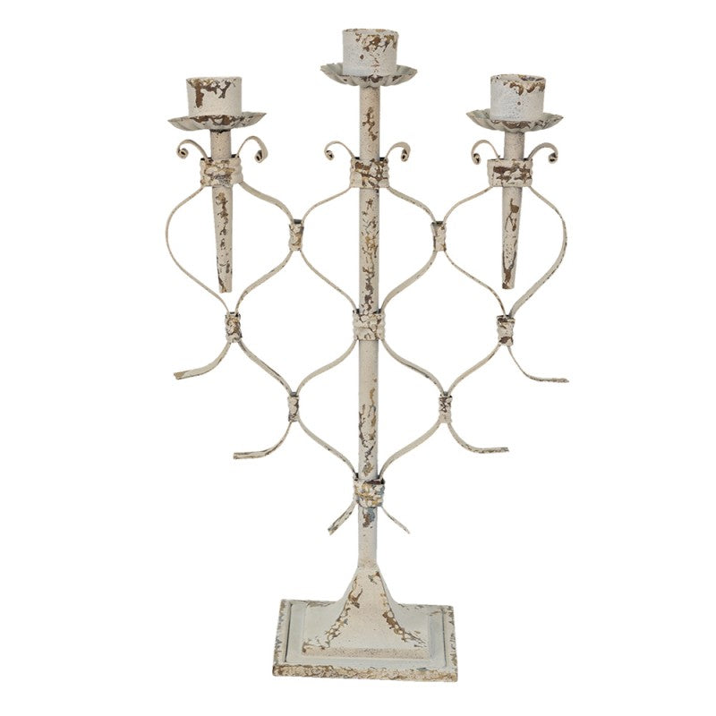 Ljusstake 28x12x42 Cm Vit metall