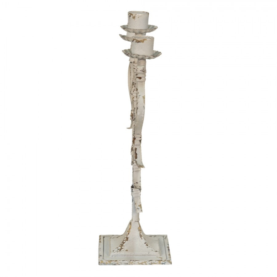 Ljusstake 28x12x42 Cm Vit metall