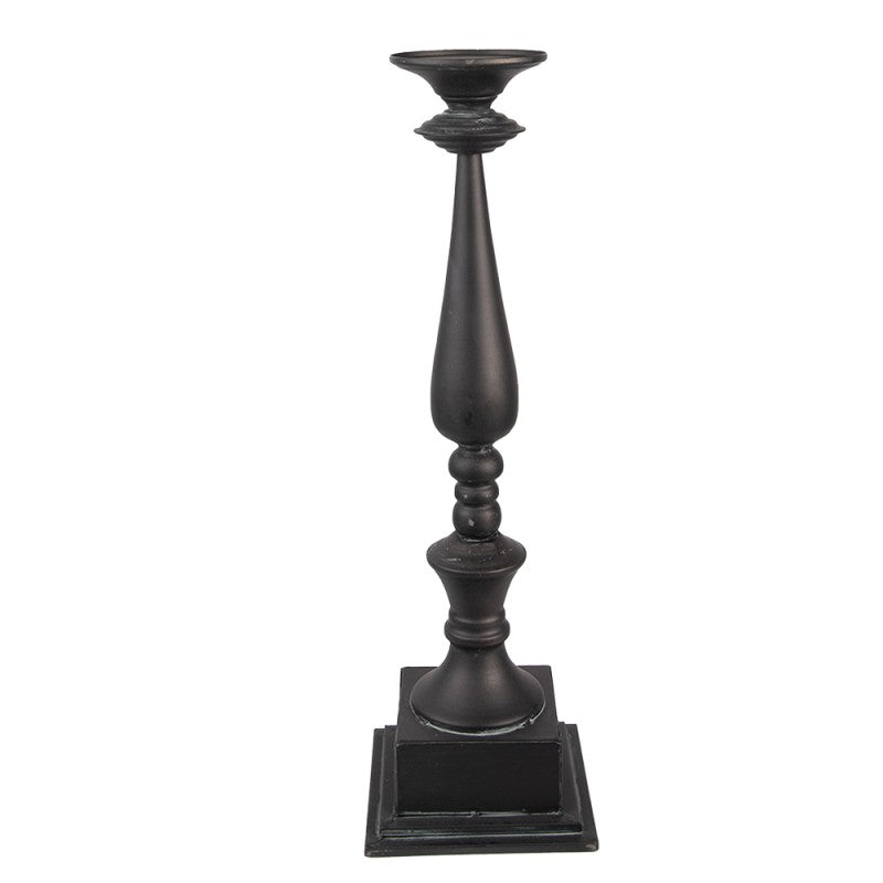 Ljusstake Grå/Svart 15x15x50 cm