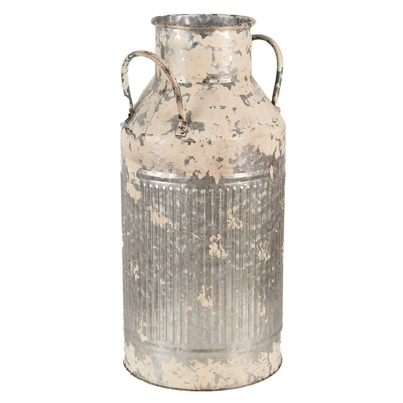 Dekorativ Kanna Mjölkkanna 47 Cm Grå Beige Metall Rund
