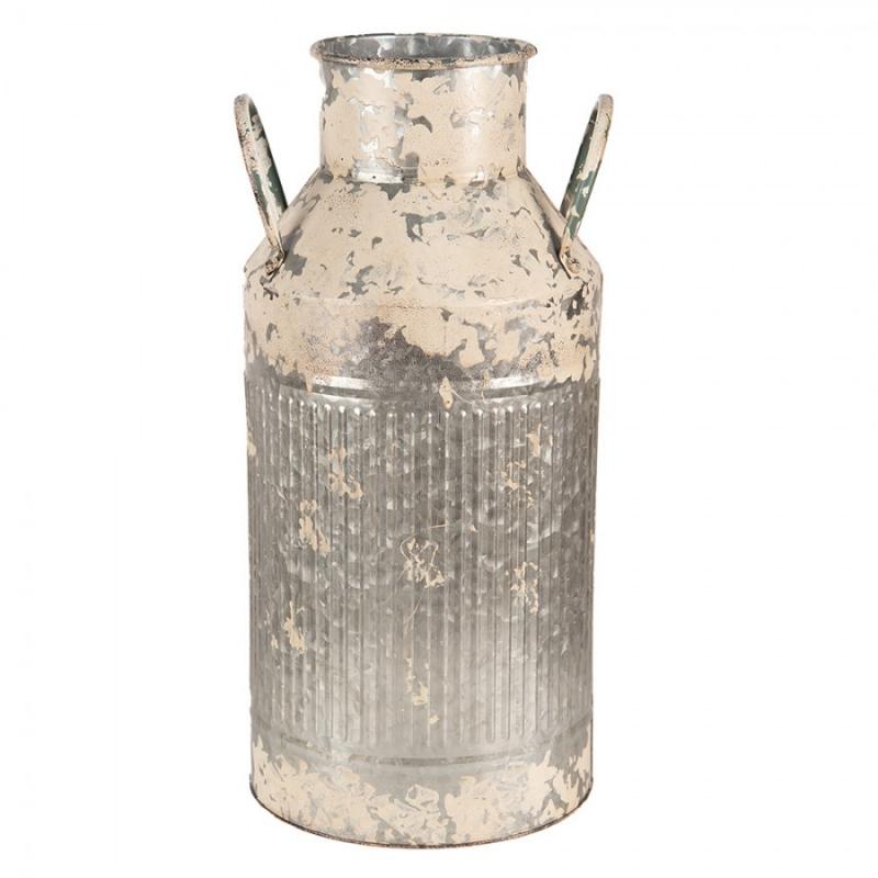 Dekorativ Kanna Mjölkkanna 47 Cm Grå Beige Metall Rund