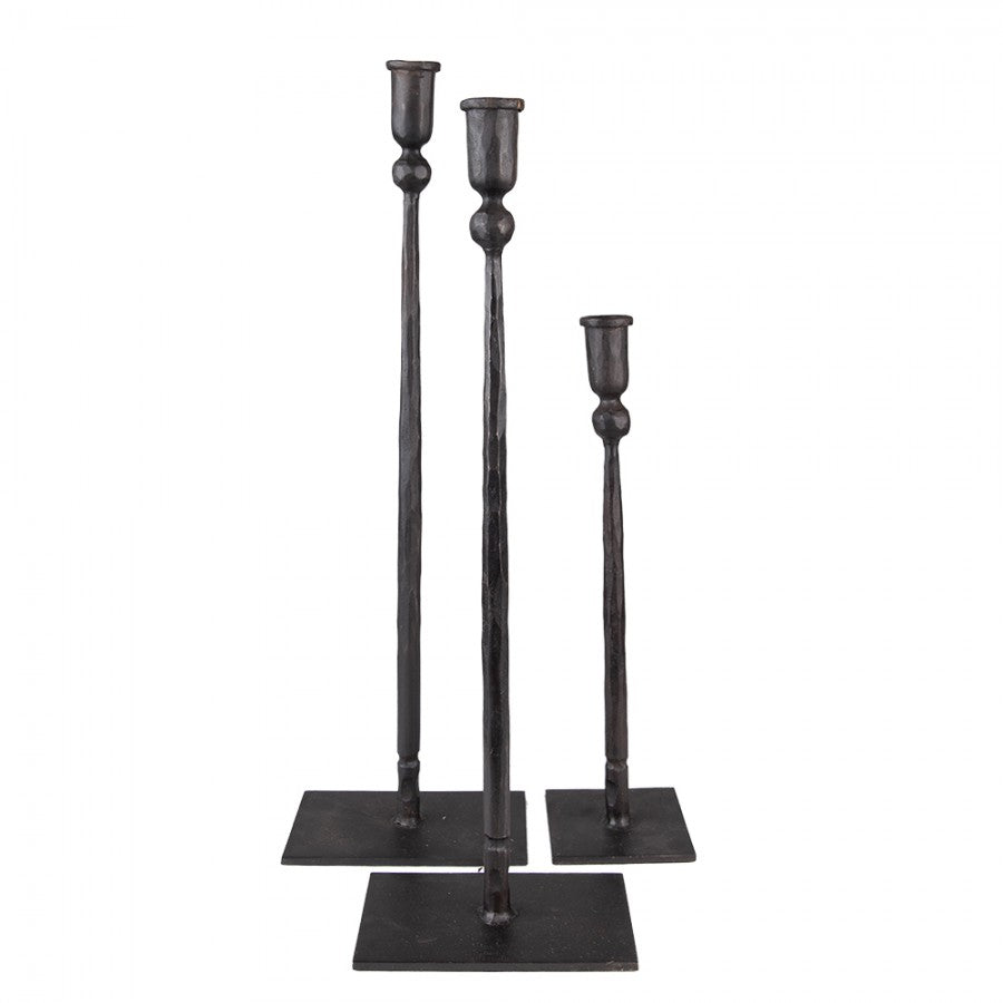 Ljusstake 3-pack 35 / 49 / 52 Cm Svart Metall