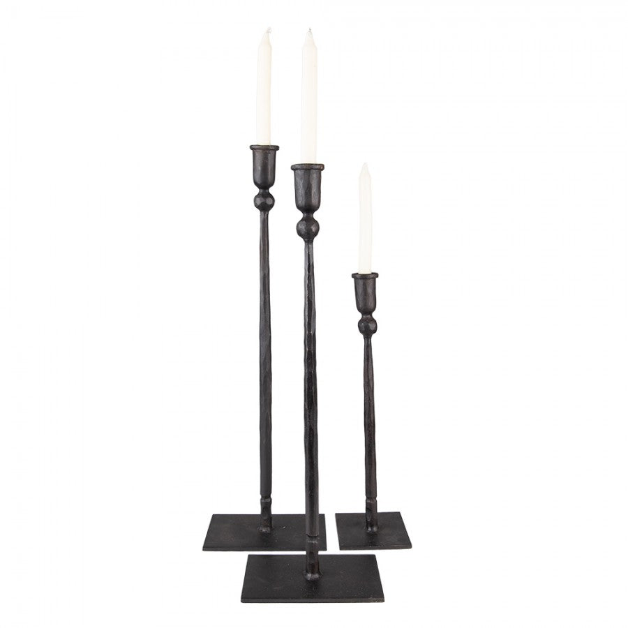 Ljusstake 3-pack 35 / 49 / 52 Cm Svart Metall