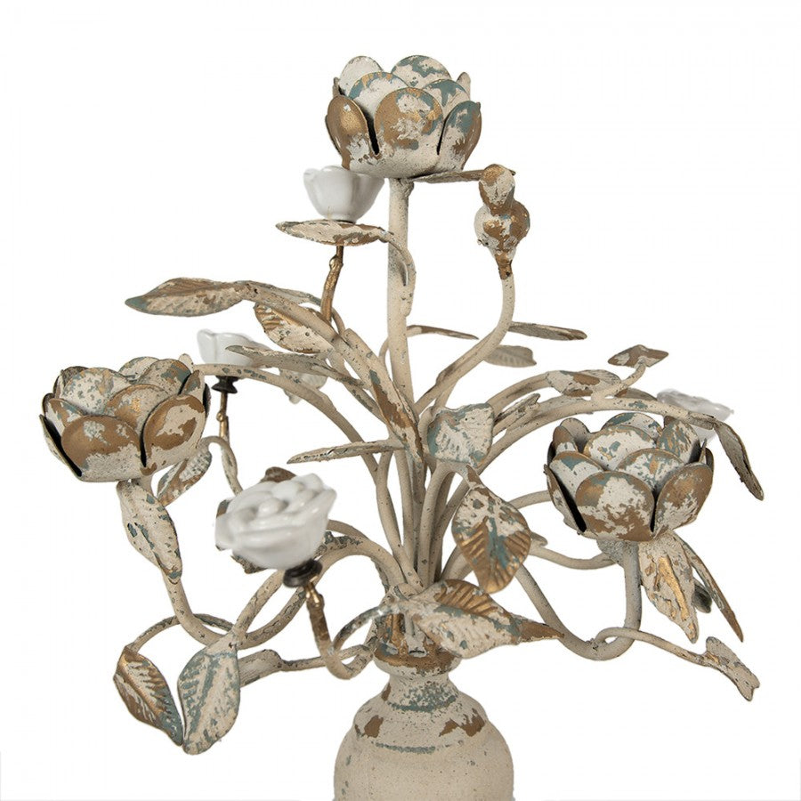 Ljusstake 48 cm Beige metall Flowers