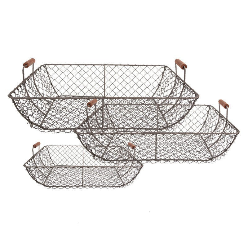 Dekorativ korg Förvaringskorg 3-pack Brunt järn 40x34x15