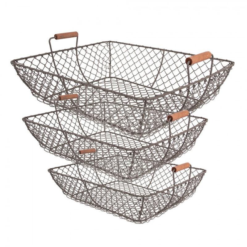 Dekorativ korg Förvaringskorg 3-pack Brunt järn 40x34x15