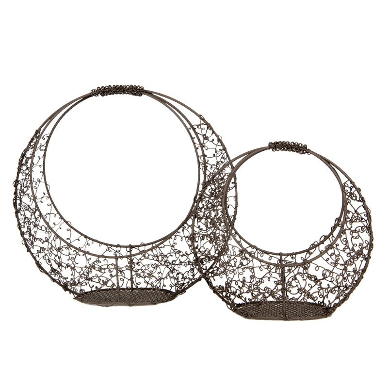 Dekorativ kurv Brun (sett med 2) 30x10x28 / 22x8x20 cm