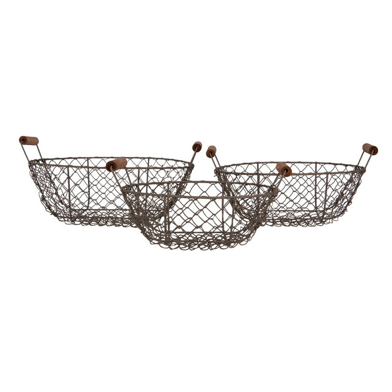 Dekorativ kurv Brun (sett med 3) Ø 27x9/14 / Ø 24x8/12 / Ø 21x7/11 cm