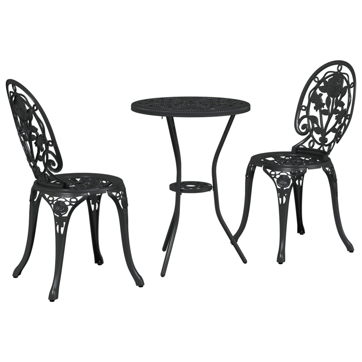 Cafésett Bistrogruppe Metall 03 deler svart støpt aluminium