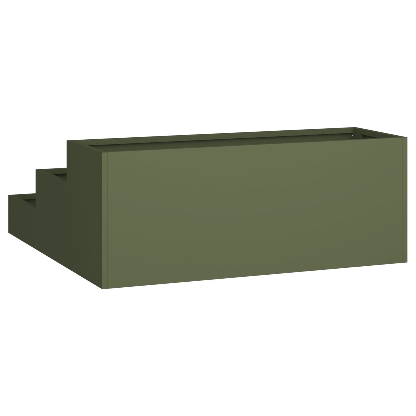 Utendørs Blomsterkasse Plantekasse Metall 3-nivå 90x90x35 cm oliven grønn stål