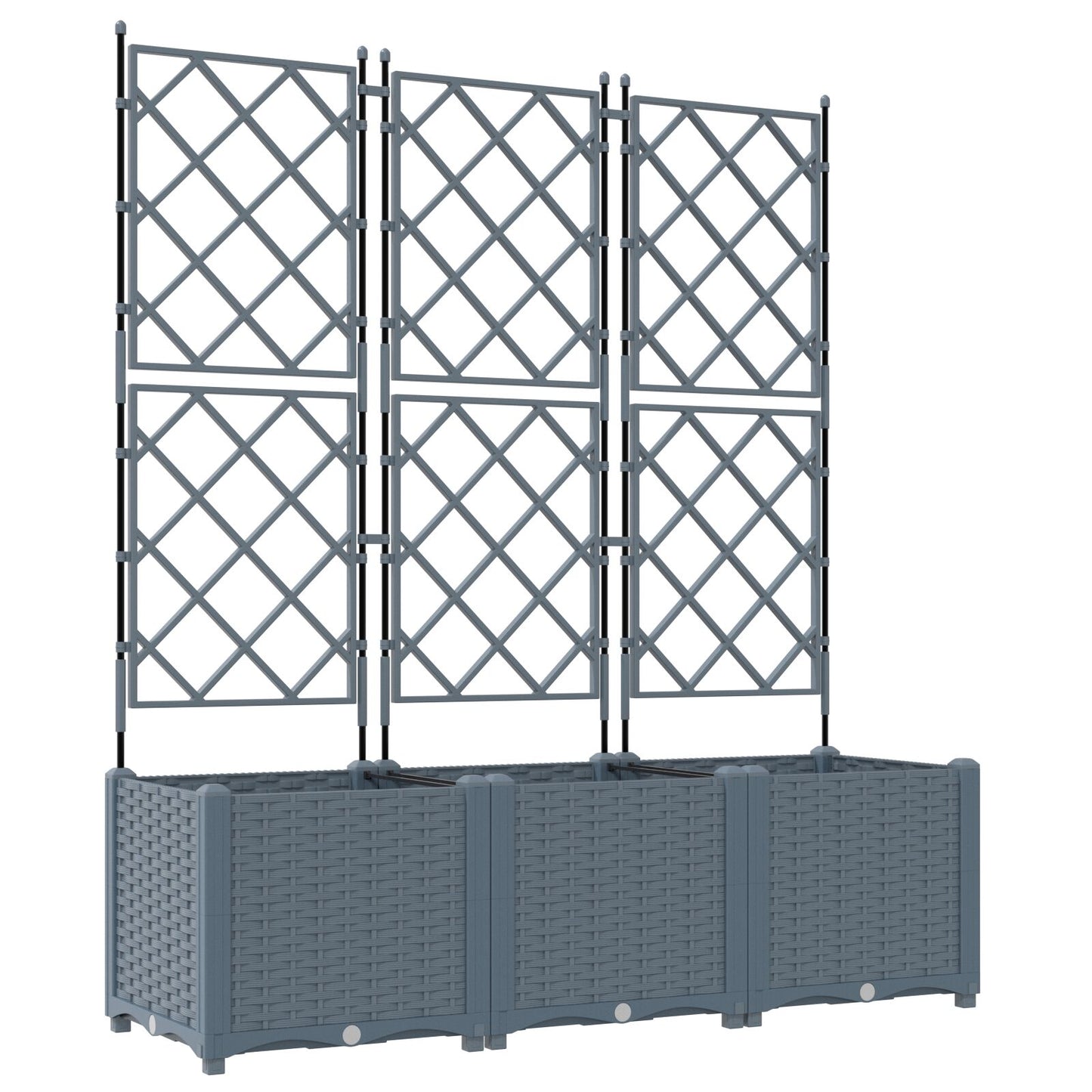 Hageespalje Plantekasse PP 3 stk Lysegrå 120x40x143 cm