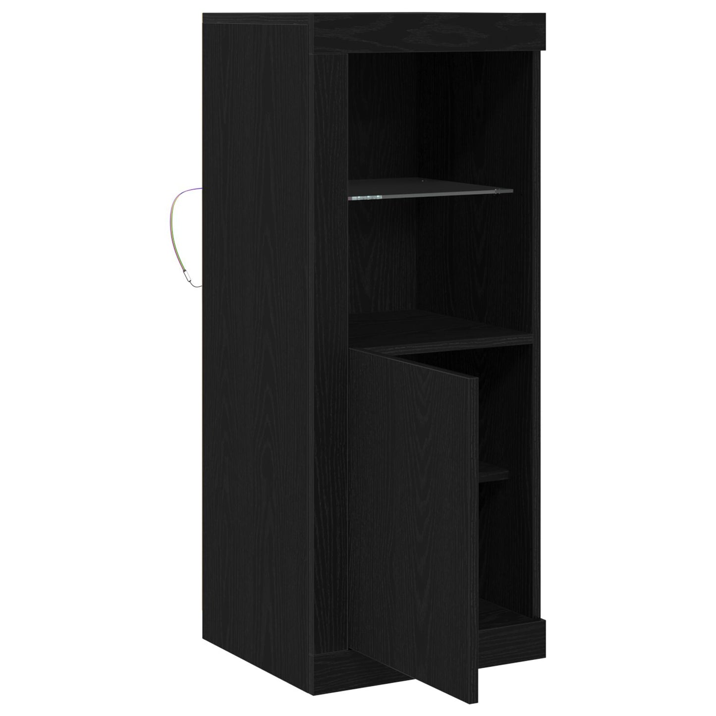 Skap med LED lys Svart Eik 41x37x100 cm