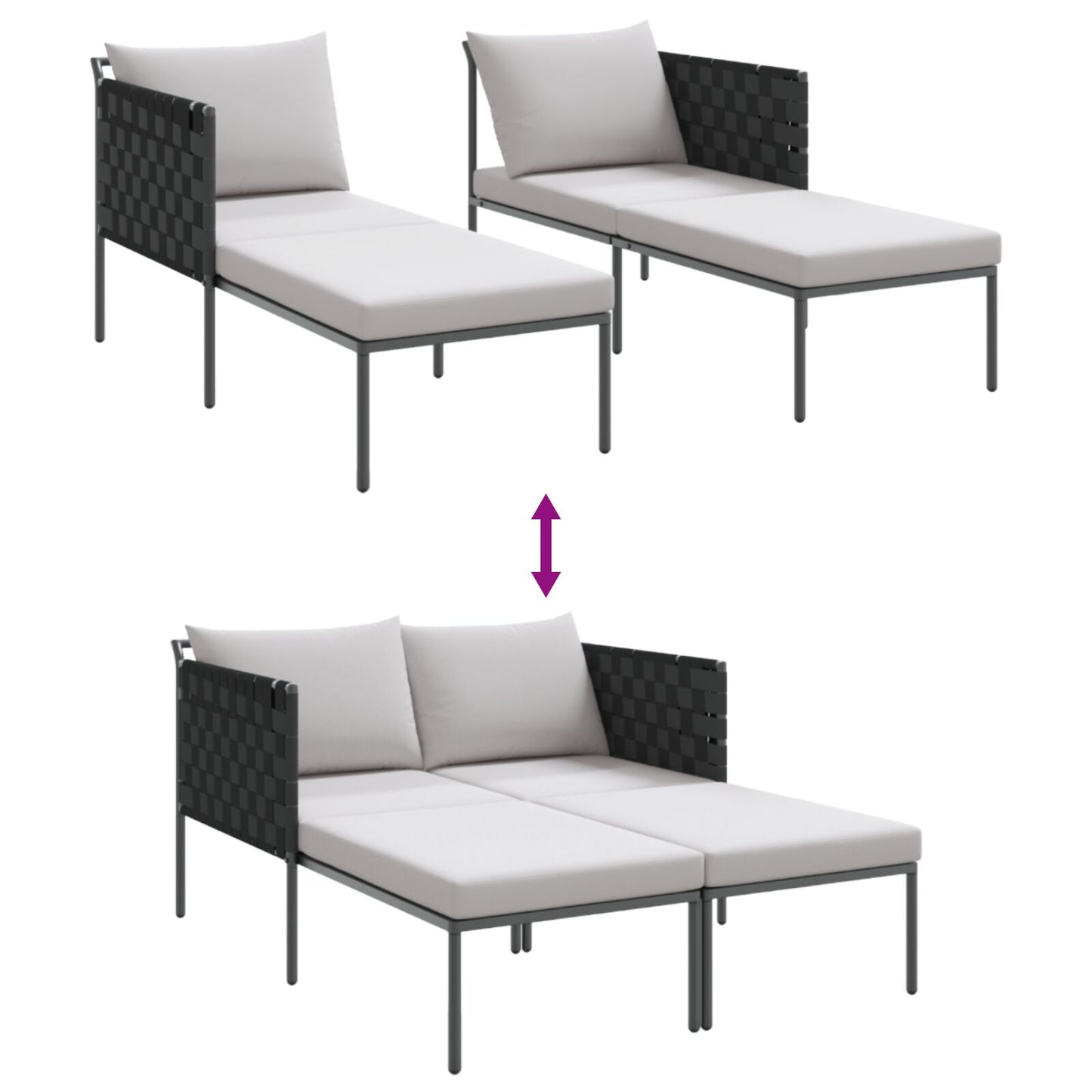 Solseng Metall med puter for 2 personer Anthracite 115x153x69,5 cm Stål