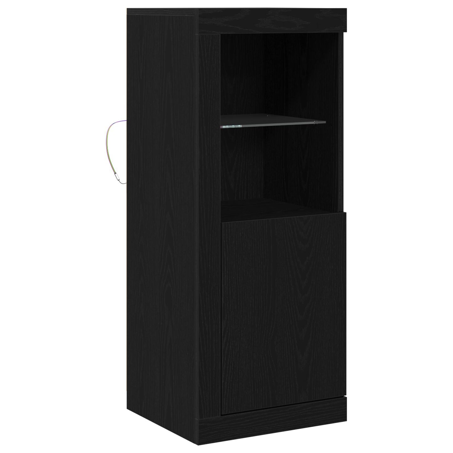 Skap med LED lys Svart Eik 41x37x100 cm