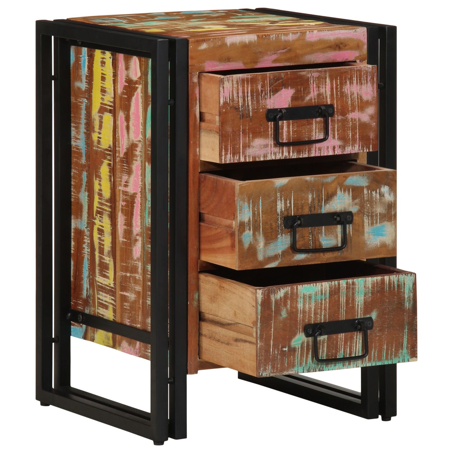 Nattbord Sengbord Tre Gjenvunnet Heltre Flerfarget 40x35x50 cm