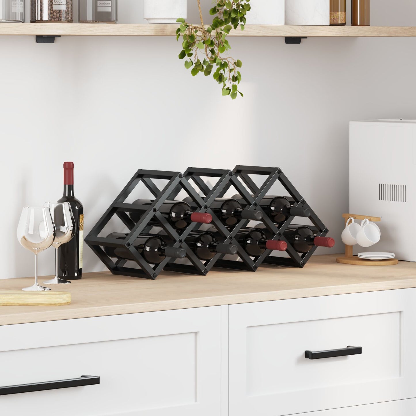 Vinstativ Vinreol for 9 flasker 63x16,5x25 cm Pulverlakkert stål