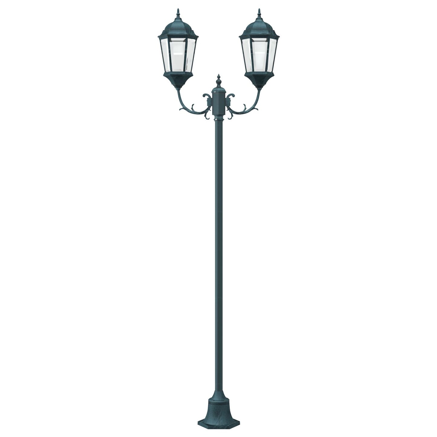 Hagebelysning Lyktstolpe 2-Lampe E27 Grønn 220 cm Aluminium