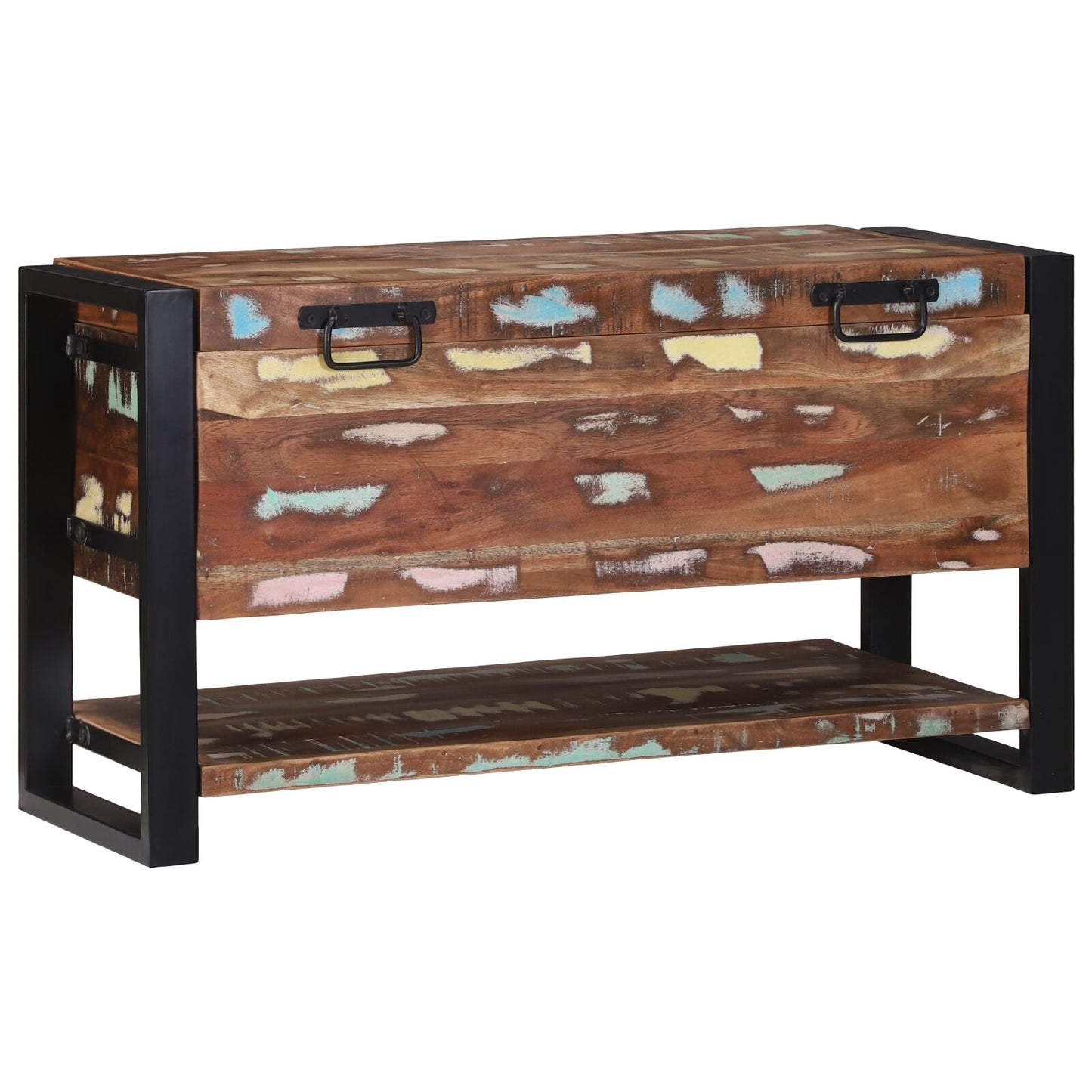Oppbevaringsbenk Flerfarget 80x35x45 cm Solid Tre Gjenvunnet