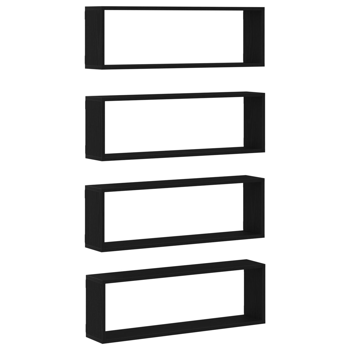 Vegghylle Svart Eik 4 stk 80x15x26 cm Tre